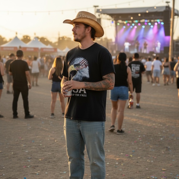 5 Star USA Land of the Free Graphic Tee Black Regular - Picture 3 of 5